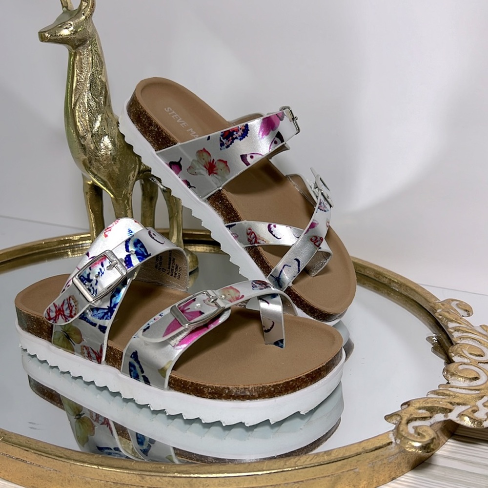 Steve Madden Girl's Butterfly (Little Kid) Slip On Sandals Size 12 multicolor